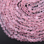 Natural Madagascar Pink Rose Quartz 6mm 8mm Faceted Cushion Square Beads 16" Strand