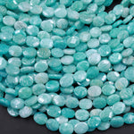 Peruvian Amazonite Faceted Cushion Oval Beads 8x6mm 10x8mm 16" Strand