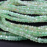 Rare Natural African Green Chalcedony Faceted 6mm Rondelle Beads 16" Strand