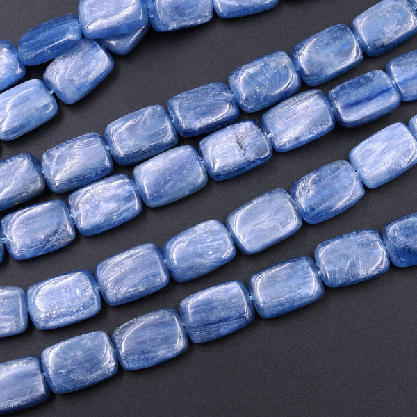 AAA Natural Blue Kyanite Rectangle Cushion Beads 14x10mm 16" Strand
