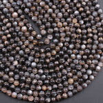 Natural Black Cat's Eye Sunstone 4mm 6mm 8mm 10mm Round Beads 16" Strand