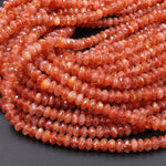 AAA Natural Sunstone Faceted Rondelle Beads 5mm 6mm 7mm 8mm 16" Strand