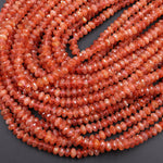 AAA Natural Sunstone Faceted Rondelle Beads 5mm 6mm 7mm 8mm 16" Strand