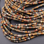 Red Creek Jasper 4mm Rondelle Beads Red Green Yellow Brown Natural Cherry Creek Multi Color Multicolor Picasso Jasper 16" Strand
