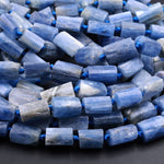 Raw Organic Natural Kyanite Faceted Cylinder Tube Beads 16" Strand
