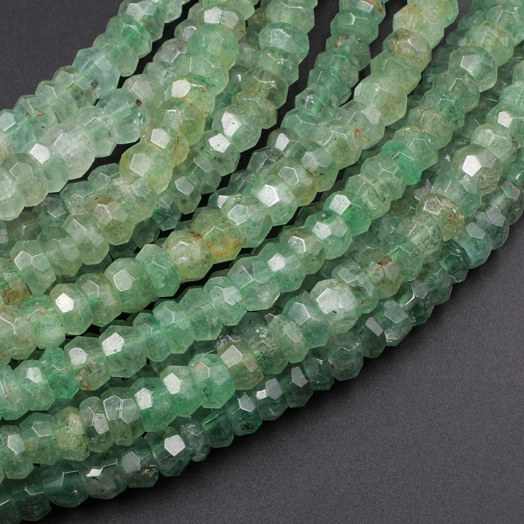 Rare Natural African Green Chalcedony Faceted 6mm 8mm 10mm Rondelle Beads 16" Strand