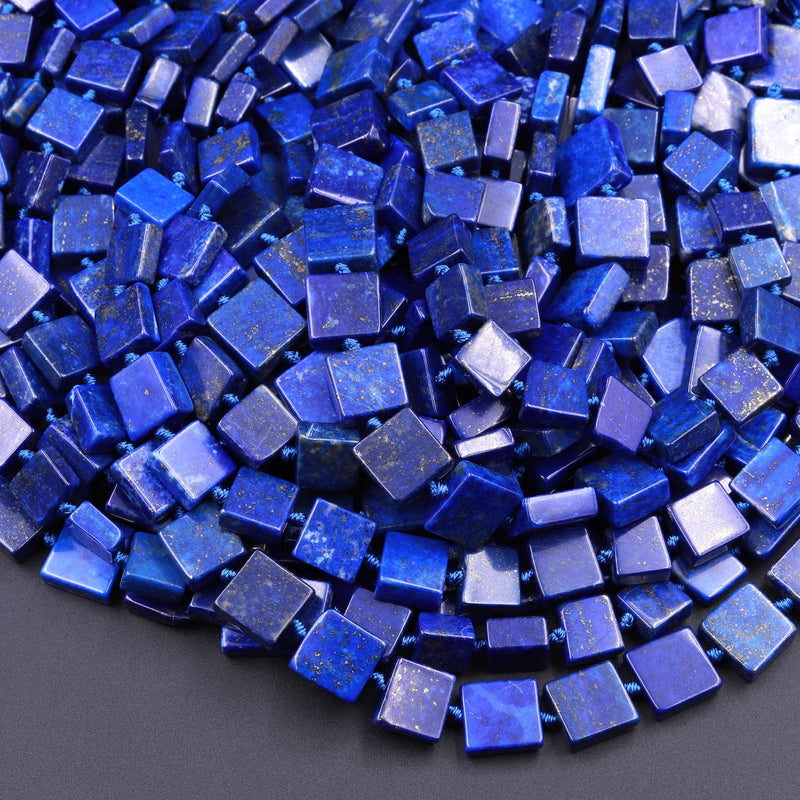AAA Natural Blue Lapis Flat Square Beads 10mm 12mm 14mm 16" Strand