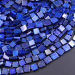 AAA Natural Blue Lapis Flat Square Beads 10mm 12mm 14mm 16" Strand
