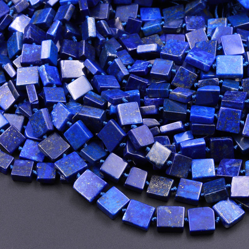 AAA Natural Blue Lapis Flat Square Beads 10mm 12mm 14mm 16" Strand