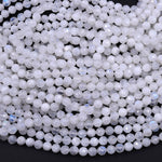 Natural Rainbow Moonstone 2mm 3mm 4mm 5mm 6mm Faceted Round Beads Micro Faceted Laser Cut Diamond Cut Gemstone 15.5" Strand