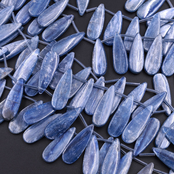 Natural Blue Kyanite Teardrop Beads 28x10mm 16" Strand