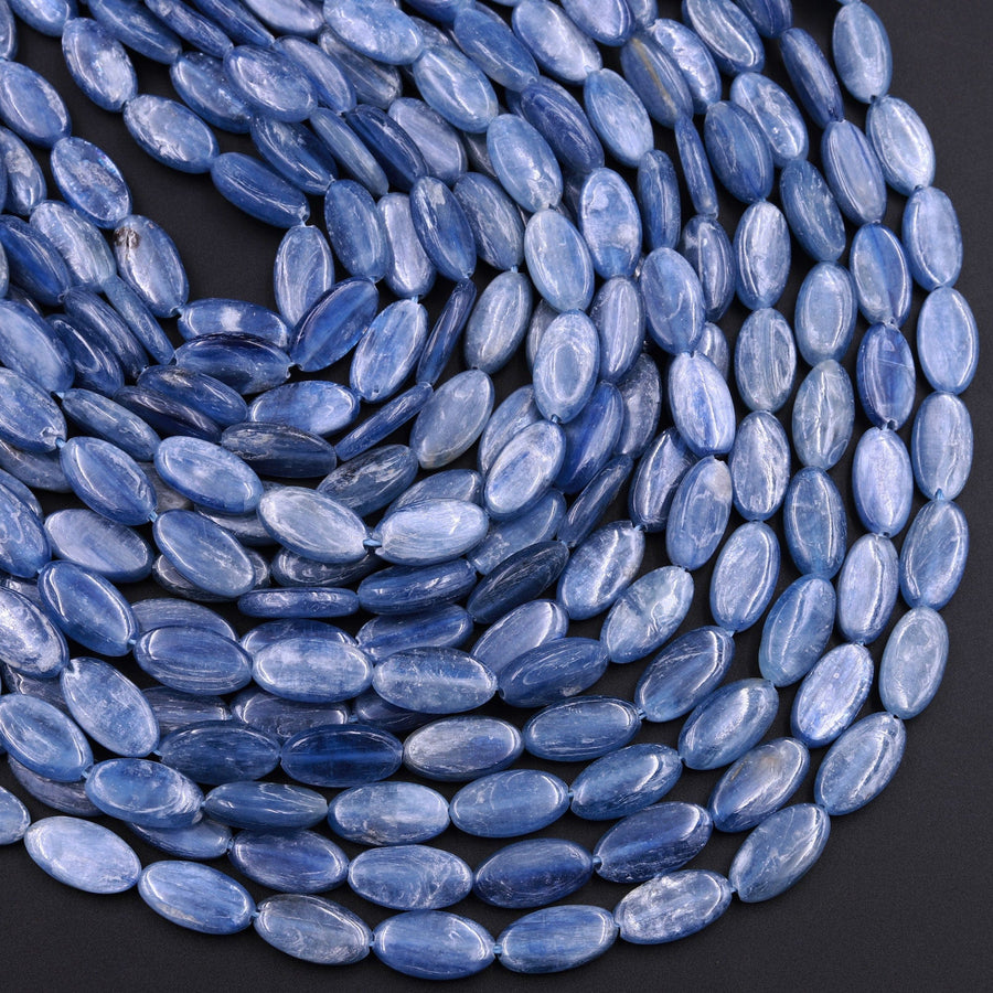 Real Genuine Natural Blue Kyanite Long Oval Beads 14x8mm Gemstone 15.5" Strand