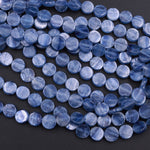 AAA Natural Blue Kyanite Flat Coin Beads 8mm 9mm 15.5" Strand