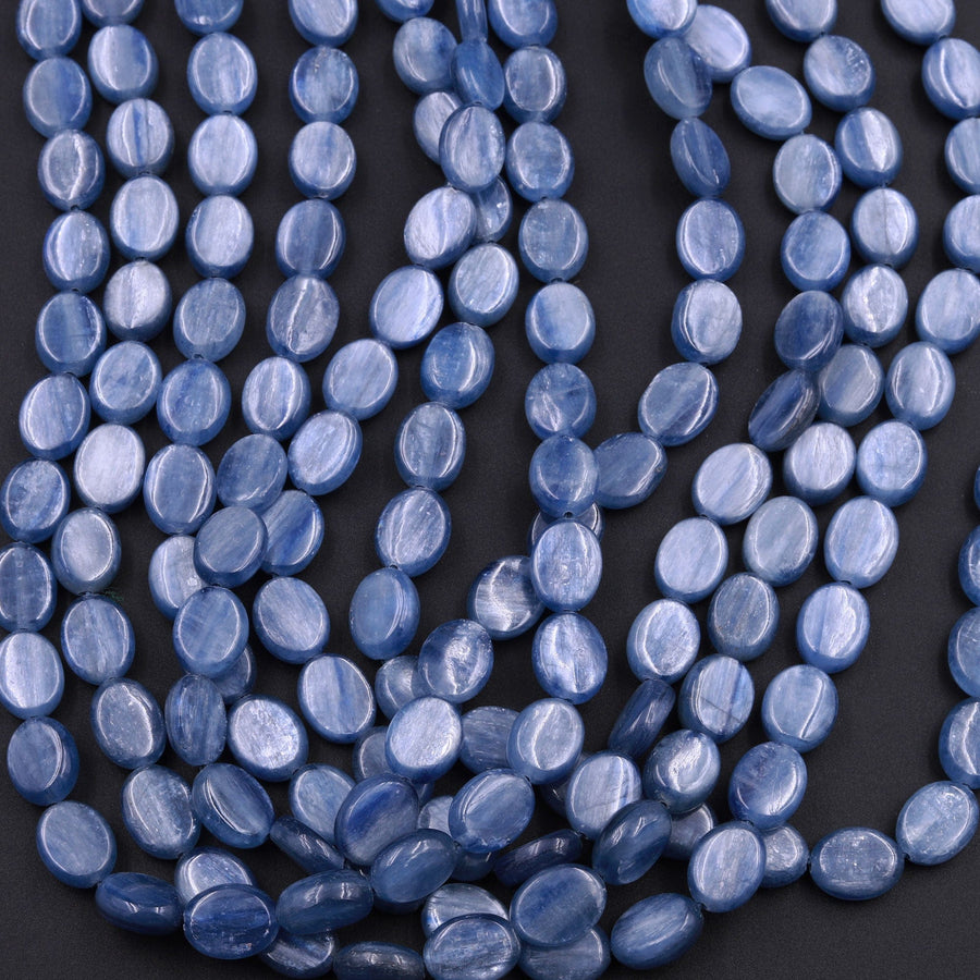 AAA Natural Blue Kyanite Oval Beads 6mm 8mm 10mm 12mm Real Genuine Kyanite Gemstone 15.5" Strand
