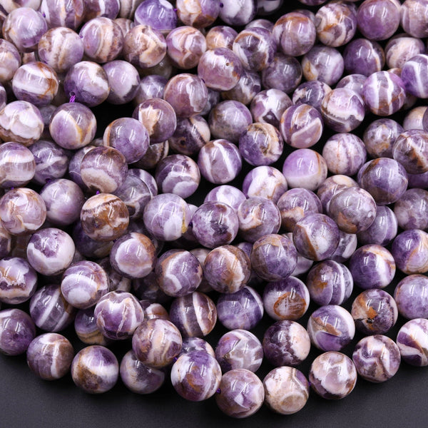 Natural Chevron Amethyst 6mm 8mm 10mm 12mm Round Beads Striking Eye Catching Stripes 16" Strand