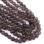 Hand Carved Smoky Quartz 8mm Round Melon Beads 16" Strand