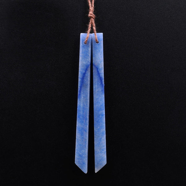Super Long Linear Spike Earring Pair Matched Gemstone Natural Blue Aventurine Beads With Beveled Edge A1