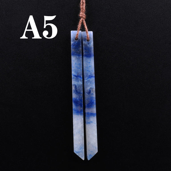 Super Long Linear Spike Earring Pair Matched Gemstone Natural Blue Aventurine Beads With Beveled Edge A5