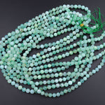 Natural Australian Green Chrysoprase Faceted Round 6mm 8mm Beads Diamond Cut Gemstone Beads 16" Strand