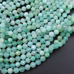 Natural Australian Green Chrysoprase Faceted Round 6mm 8mm Beads Diamond Cut Gemstone Beads 16" Strand