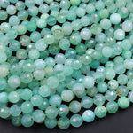Natural Australian Green Chrysoprase Faceted Round 6mm 8mm Beads Diamond Cut Gemstone Beads 16" Strand