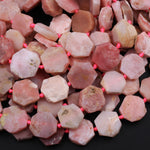 Natural Peruvian Pink Opal Hexagon Beads Flat Slice 16" Strand