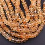 Superior A Gem Grade Natural Golden Yellow Citrine Faceted Rondelle Beads 10mm 12mm 16" Strand