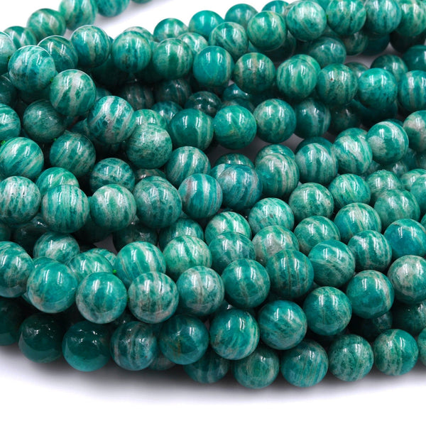 Rare! Banded Russian Amazonite 6mm 8mm 10mm Round Beads 15.5" Strand
