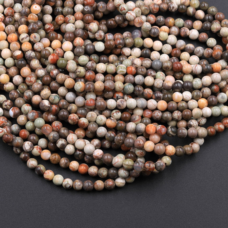 Natural Mushroom Jasper Rhyolite Round Beads 4mm 6mm 8mm 10mm 12mm 16" Strand