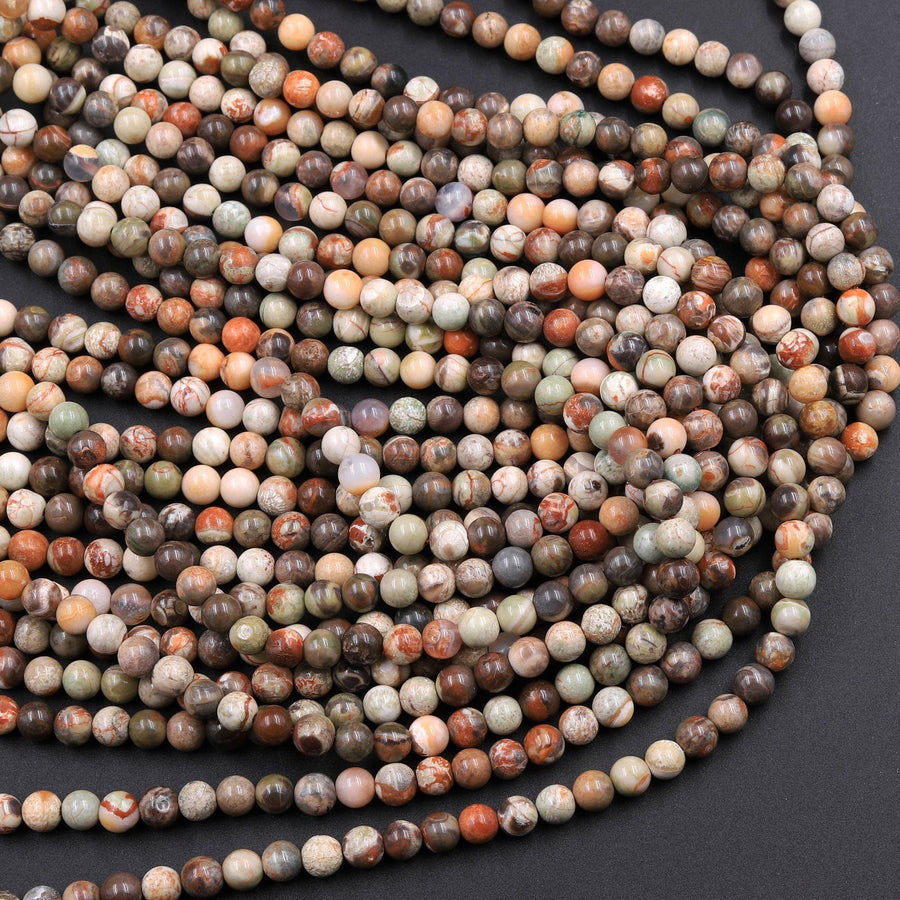 Natural Mushroom Jasper Rhyolite Round Beads 4mm 6mm 8mm 10mm 12mm 16" Strand