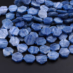 Natural Blue Kyanite Hexagon Coin Beads 14mm 16mm 18mm 16" Strand
