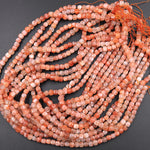 Natural Sunstone 6mm Faceted Cube Square Dice Beads 16" Strand