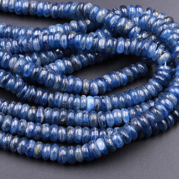 Natural Blue Kyanite Rondelle Bead 6mm 8mm 10mm 12mm 15.5" Strand