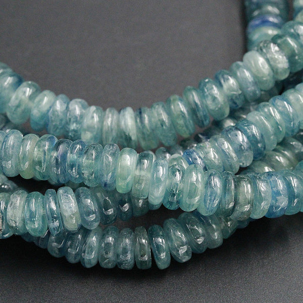 Rare Natural Bicolor Kyanite Rondelle 8mm Beads Real Genuine Kyanite Blue Green Gemstone 16" Strand