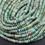 Natural Peruvian Chrysocolla Turquoise Faceted Rondelle Beads 6mm 8mm 10mm 16" Strand