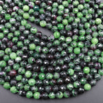 Faceted Natural Ruby Zoisite 8mm Round Beads 15.5" Strand