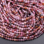 Real Genuine Natural Multi Spinel Faceted Round Beads 3mm 4mm Multicolor Red Pink Blue Peach Blue Green Teal Purple Gemstone 16" Strand