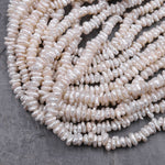 White Keishi Pearl 8mm Center Drilled Disc Real Genuine Natural Freshwater Pearl 16" Strand
