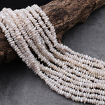 White Keishi Pearl 8mm Center Drilled Disc Real Genuine Natural Freshwater Pearl 16" Strand