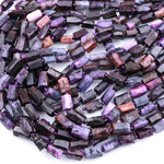Raw Genuine Natural Sugilite Faceted Rectangle Tube Beads 16" Strand