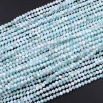 Brazilian Amazonite Faceted Round Beads 3mm Micro Faceted  Stunning Natural Soft Blue Laser Diamond Cut Gemstone 16" Strand