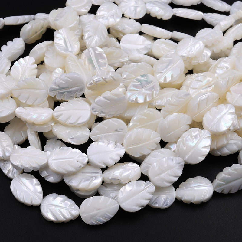 Carved Natural White Mother of Pearl Shell Beads