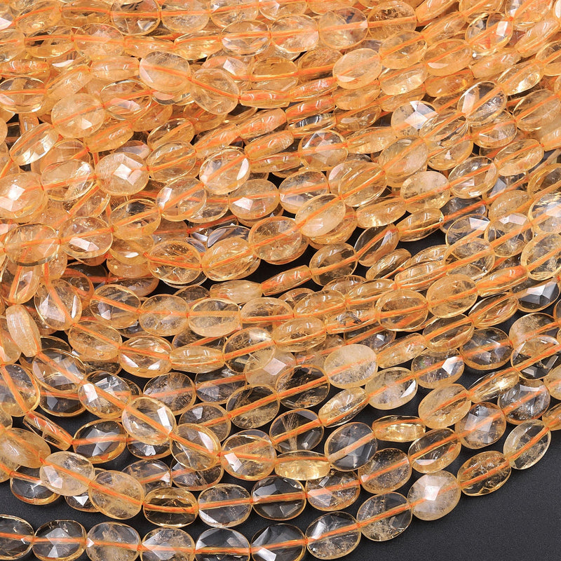 AAA Natural Citrine Faceted Oval Beads 8x6mm 10x8mm 16" Strand