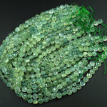 AAA Natural Green Prehnite Faceted Coin 6mm 8mm 10mm Beads 16" Strand