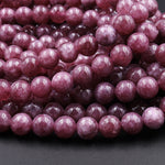 Maroon Purple Lepidolite Quartz 6mm 8mm 10mm Round Beads 16" Strand