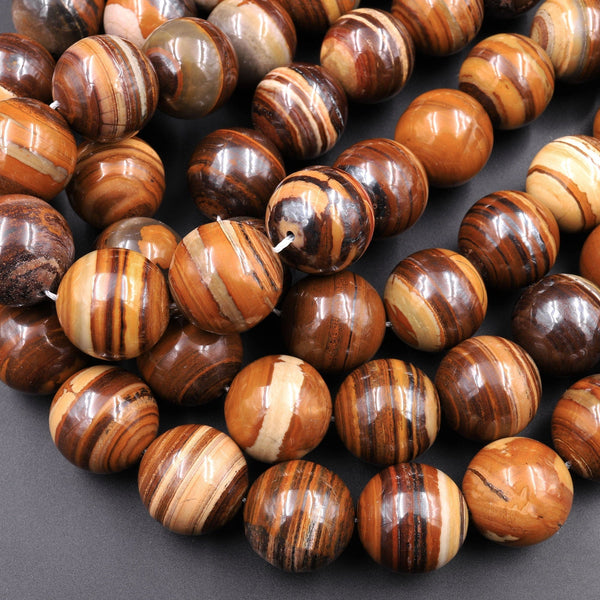 Phenomenal Large 20mm Australian Sunset Tiger Iron Round Beads 16" Strand