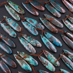 Drilled Parrot Wing Chrysocolla Teardrop Earring Pair Matched Teardrop Cabochon Natural Blue Red Gemstone Stone Beads