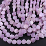 Natural Kunzite 10mm 12mm Coin Beads Vibrant Violet Purple Pink Gemstone Real Genuine Natural Kunzite 16" Strand