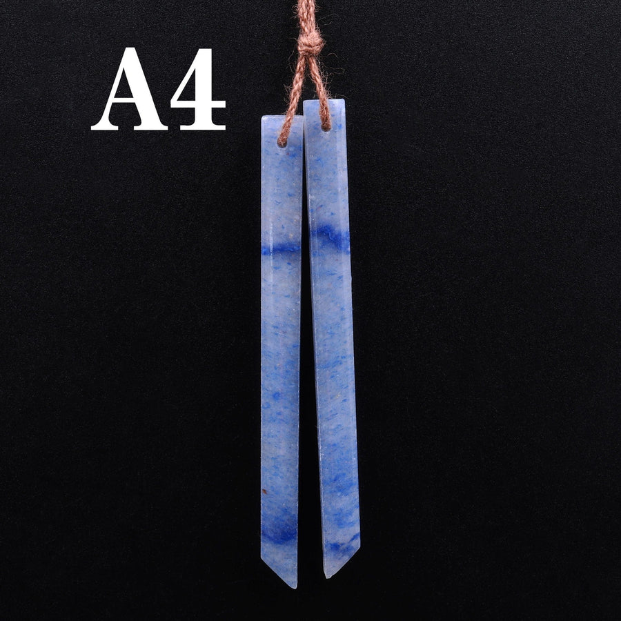 Super Long Linear Spike Earring Pair Matched Gemstone Natural Blue Aventurine Beads With Beveled Edge A4