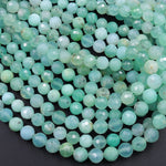 Natural Australian Green Chrysoprase Faceted Round 6mm 8mm Beads Diamond Cut Gemstone Beads 16" Strand